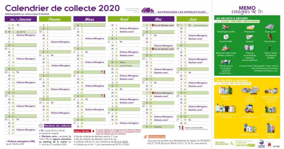 Bayenghem calendrier collecte 1