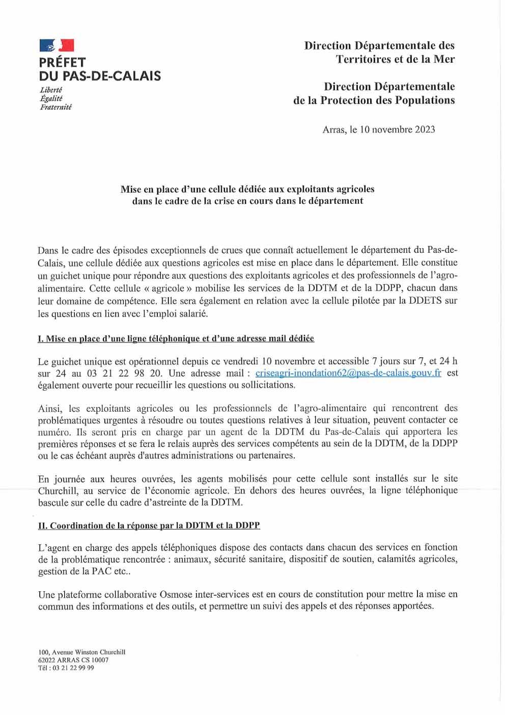 Cellule dediee aux exploitants agricoles 1