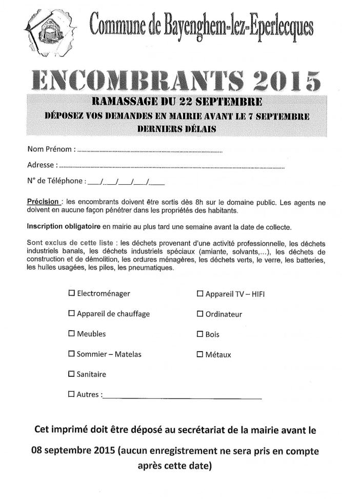 Collecte encombrants 2015