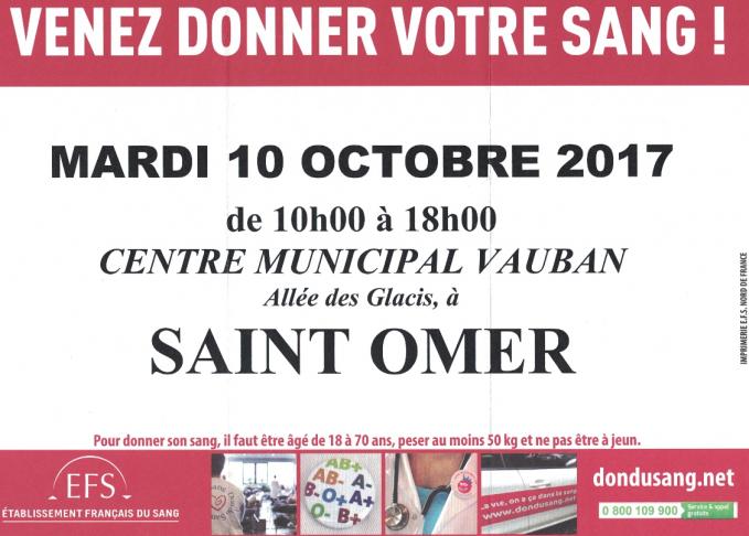 Don du sang 10 octobre