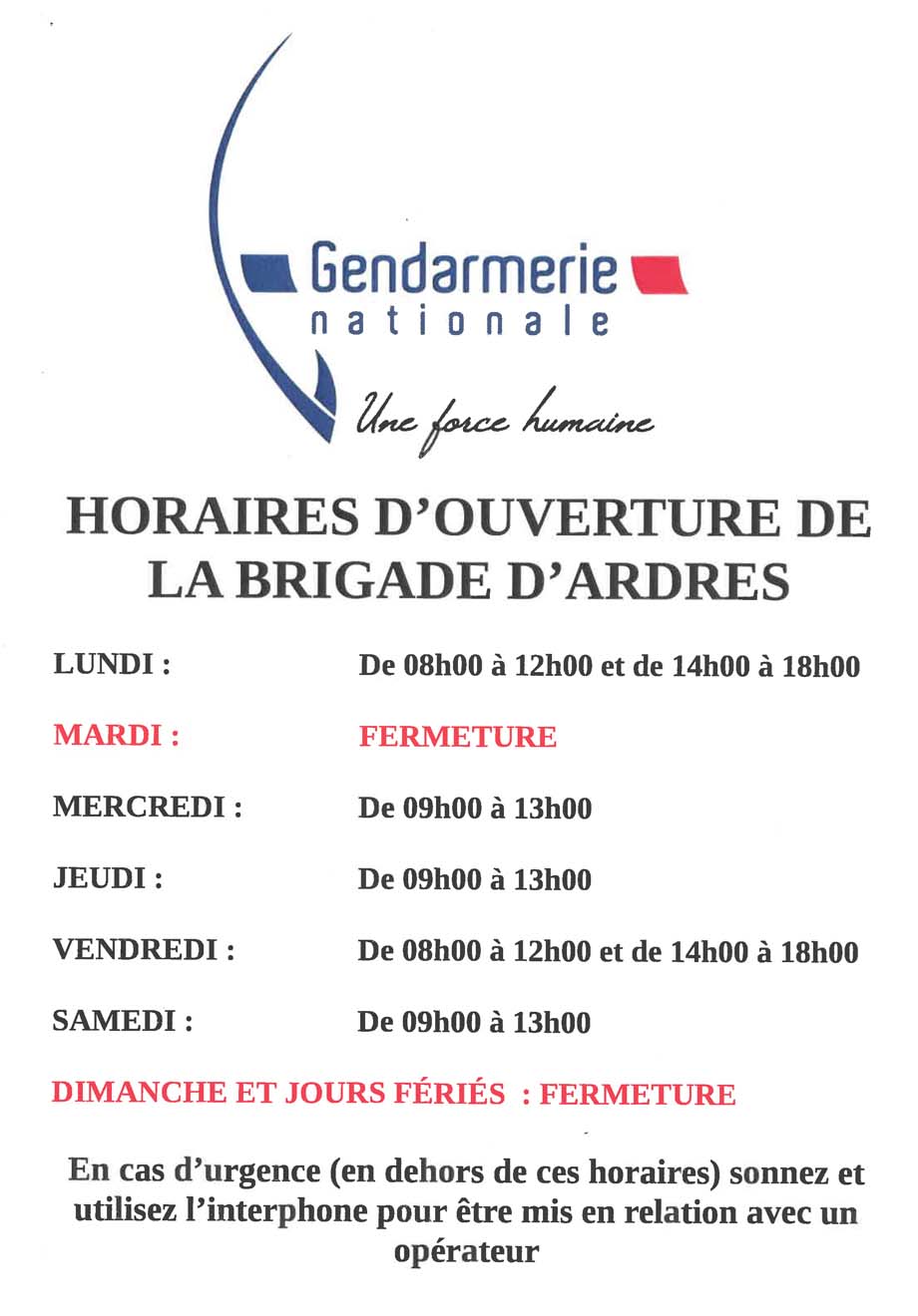 Horaires bt ardres