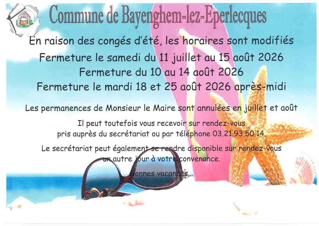 Horaires mairie en juillet et aout