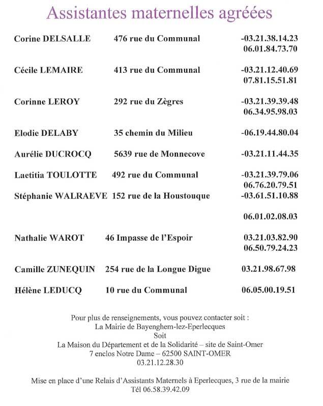 Liste assistantes maternelles 2026