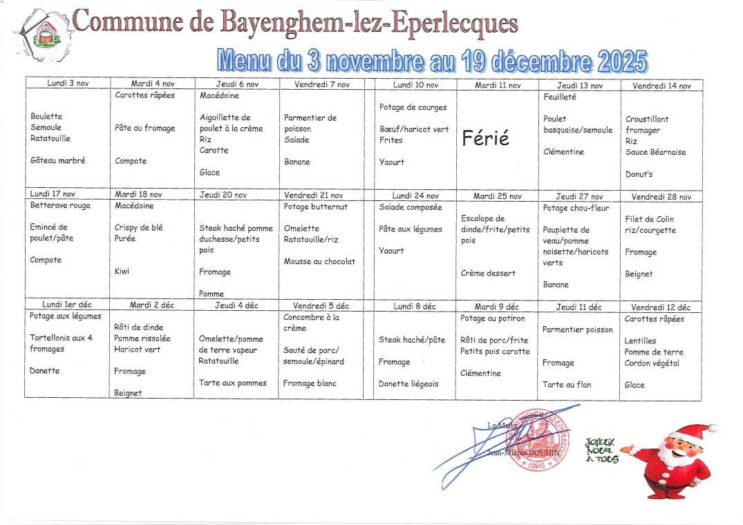 Menus 3 novembre au 12 decembre