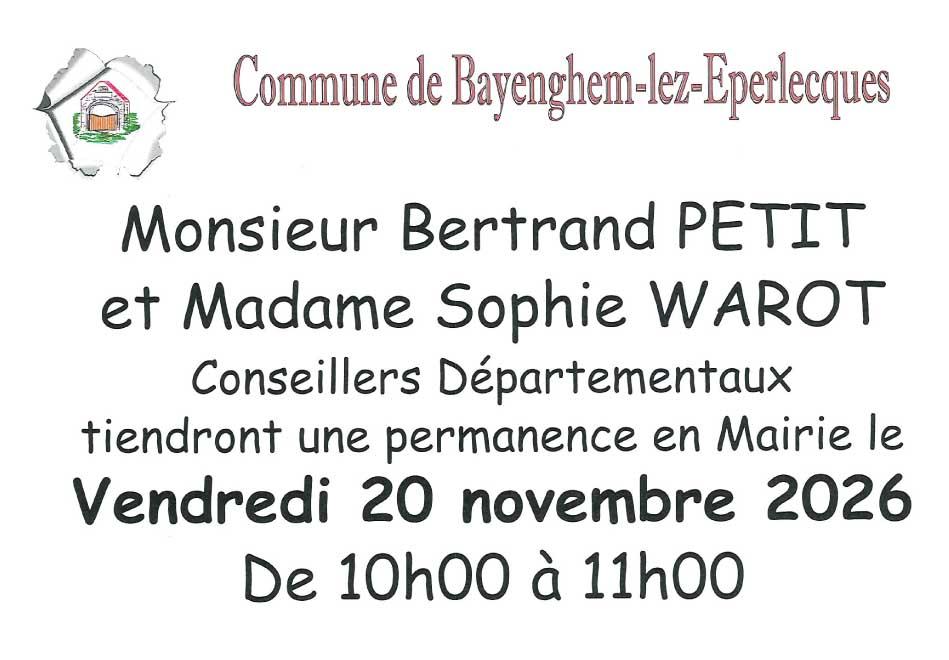 Permanence des conseillers departementaux le 20 novembre