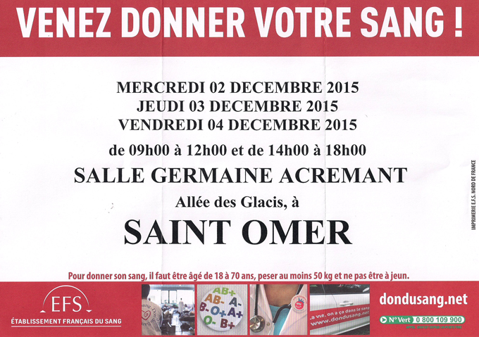 Venez donner votre sang 2dec