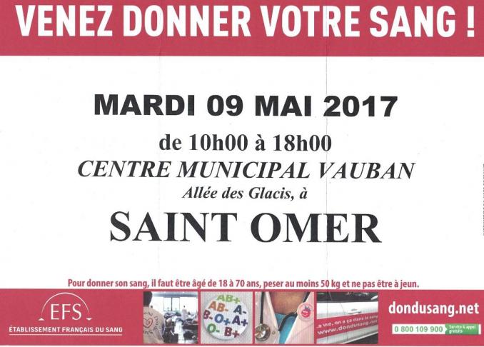 Venez donner votre sang mai