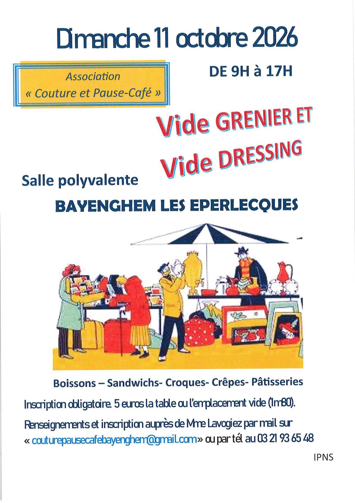 Vide grenier et vide dressing le 11 octobre